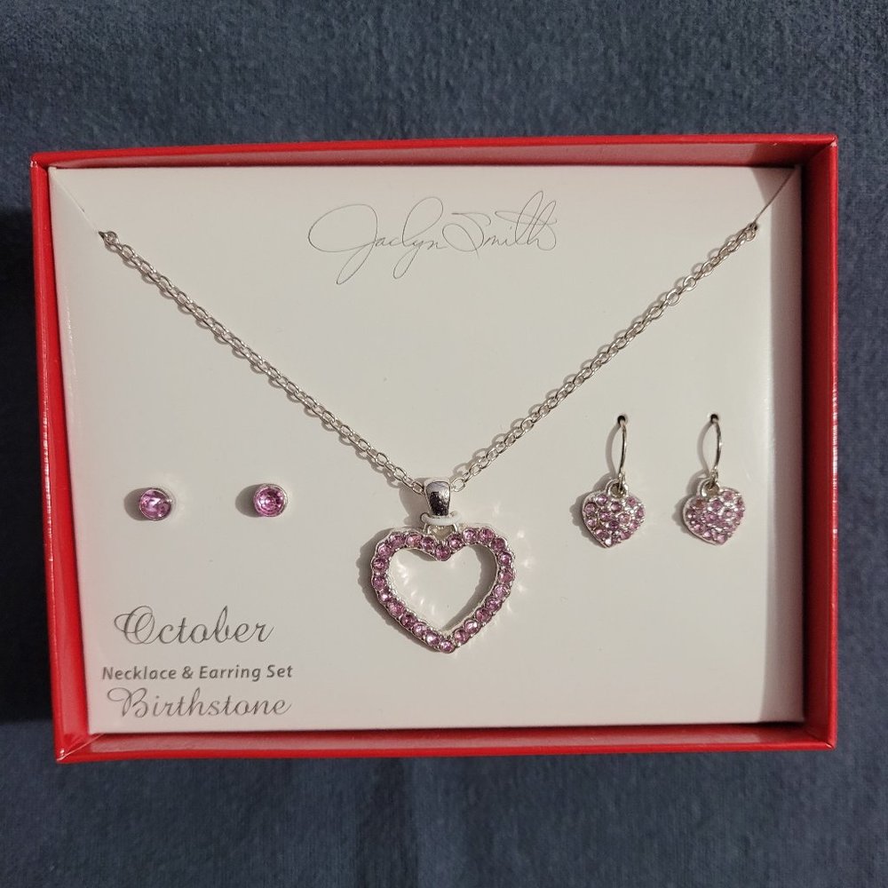 Jaclyn Smith pink necklace and earring set